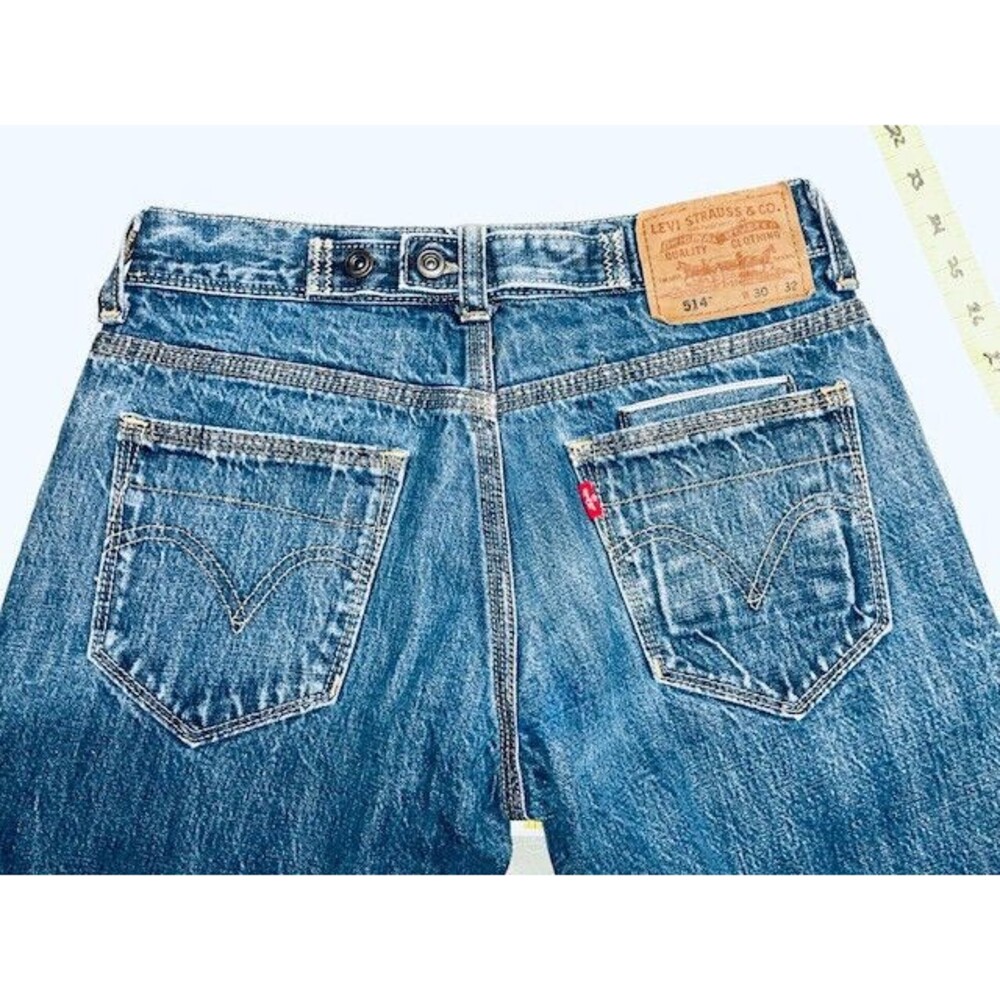 Levis 514 Jeans Mens Redline Selvedge Denim Buckle Back Sz 30x32 Fits 28x30.5